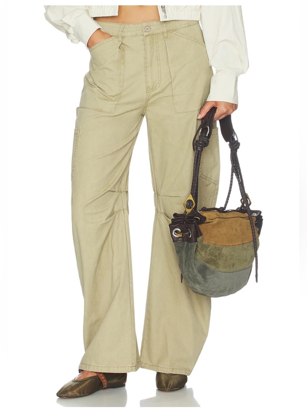NWT Revolve Lioness Miami Vice Barrel Leg Pant in Beige - Picture 4 of 12